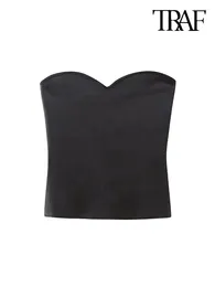 Tanks Femmes TRAF Femmes Mode avec Sweetheart Cou Cropped Bustier Tops Sexy Dos Nu Side Zipper Femme Camis Mujer