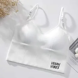 Tanks pour femmes en forme de soutien en U Top Top Femmes Crop Crop Vegan Vibes Lettres Impression Sexy Lingerie Sports Fashion Street