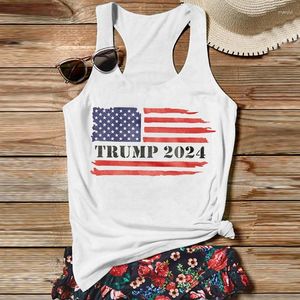 Tanks féminins USA 2024 Top Flag Tank 4 juillet American Women Clothes Pink Cute Fashion Clothing