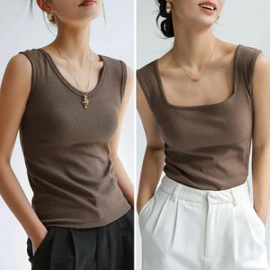 Débardeurs pour femmes col en V style de base avant et arrière deux vêtements noir fileté coton fond camisole femme manches intérieures vêtements d'extérieur haut