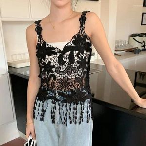 Tanks pour femmes gladin vintage caméra de réservoir creux pour femmes Sumy Sexy Sans manches crochet broderie florale Femme Crops Camisoles