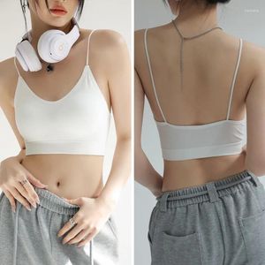 Tanks pour femmes avec pavé de poitrine STRAP BASIQUE FIL DE COTTON VILLE COTON Été féminin Beau sous-vêtements arrière pour porter la poitrine de sport y2k sexy