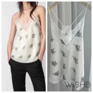 Tanks de femmes femme blancs imprimés floraux Camisole en V V-col