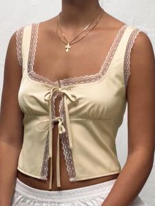 Tanks pour femmes Camisole Camisole Tops Square Neck Neck Lace Patchwork Summer Summer Vest for Party Club