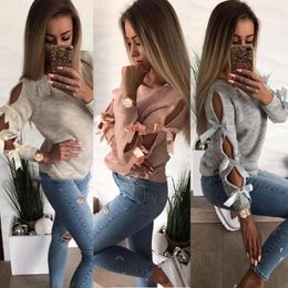 Réservoirs pour femmes Femmes Casual Solid Bow Tie Pull Pull Lâche Jumper Tops Knitwear Blouse Recadrée Y2k Mignon Débardeur De Luxe