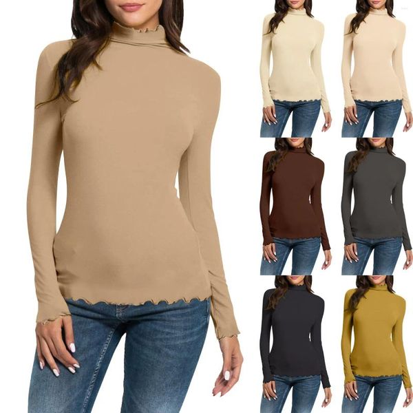 Tanks pour femmes Femmes Casual Solide Solide Manches longues Mock Turtleneck Blouse Tops Slim Fit Summer 4x Chemises pour Top