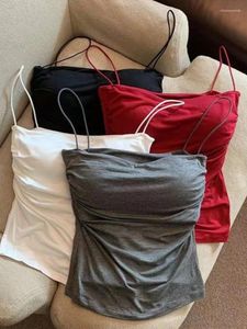Damestanks Vrouwen Comfort Crop Tops Sexy Solid Slim Camis Casual Summer Spaghetti Riem Tank Gevoerde bra Bralette Vest Tube Top