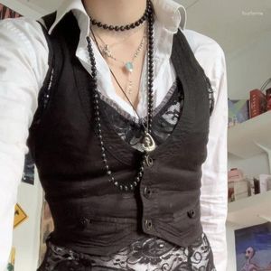 Tanks Femmes Femmes Dressy Gilet Racerback Gilet Tuxedo Costume Vintage Steampunk Jacquard Veste Punk Style Corsetier