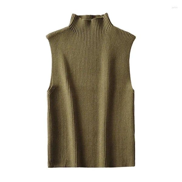 Tanks Femmes Femmes Mode Ajusté Basic Ribbed Knit Débardeurs Vintage Col Haut Sans Manches Femme Camis Chic Gilet Top Mujer Y2k Crop