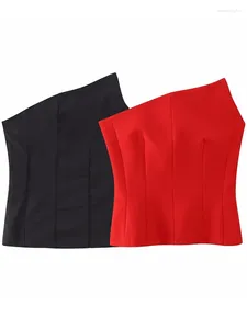 Tanks de femmes femmes mode bustier solide bustier asymétrique côté zipper corset tops vintage backless sans manches femelles chic crampon