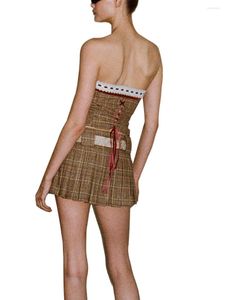 Dames Tanks Damesmode Tube Tops Kant Patchwork Tie-Up Boothals Strapless Tank Zomer Backless Bandeau