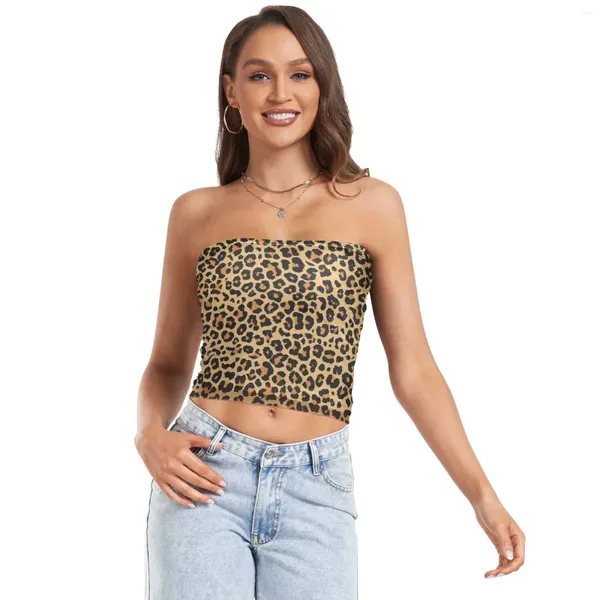 Tanks pour femmes Femmes Lady Crop Tops Sexy T-shirt sans manches Tank Summer Beach Vest Bare Midriff Leopard Print Vêtements de mode