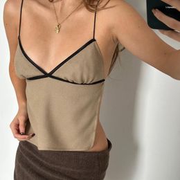 Tanques de mujer Gaono Y2K para mujer Envoltura en el pecho Camisola sin espalda Trajes de playa de verano Mujeres Sexy Tie Up Spaghetti Strap Crop Tops Retro