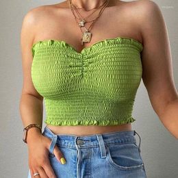 Tanques de mujer Mujeres Sexy Crop Top Sin tirantes Elástico Boob Bandeau Tube Tops Sujetador Verano Color Sólido Chaleco Chaleco Lencería Envoltura de pecho