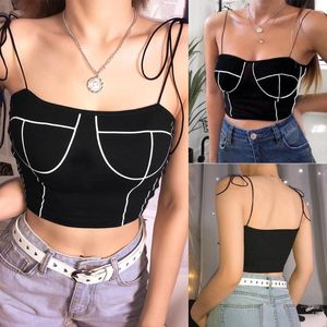 Tanks Femmes Femmes Sexy Sling Crop Top Lady Summer Sans manches Tube Tube Filles Fashion Lace Up Black Tank Tops Clubwear Streetwear