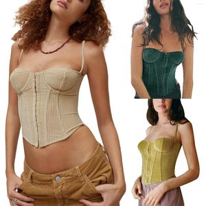 Damestanks Vrouwen Solide kleur Camisole Classic Low Cut Mouwess Backless Crop Tops Corset Clothing Fashion 2023