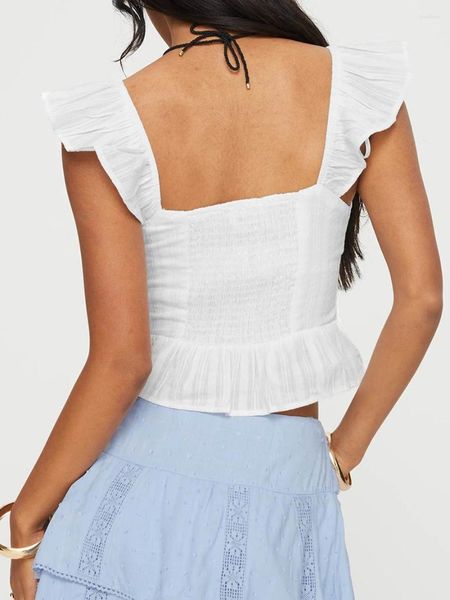 Tanques de mujer Mujeres Spaghetti Strap Lace Crop Camisole Sin mangas Cami Top Vintage Sin espalda Tanque Y2k Slim Fit Streetwear