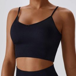 Tanks pour femmes Sports Bra Backless Crossback Gym top tops rembourrés Busttier Fitness Longné de lame