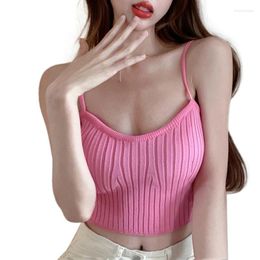 Tanks de femmes Femmes Summer tricot tricot tops féminins Camisoles mignonnes sans manche rose naturel noir gris gris gris