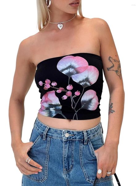 Tanks de mujeres para mujeres Summer Slim Tube Tops Floral Bandeau Show Corsé Corsé Corsé Camisoles para