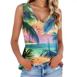 Tanks de femmes Femmes Summer Top Deciate Fashion Imprimé Vest en V V-couches sans manches Ropa Barata de Mujer