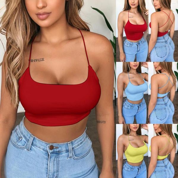 Tanques de mujer Mujeres Summerhalter Correa Chaleco Sexy Sin respaldo Crop Tops Clubwear Sujetadores sin tirantes 46D