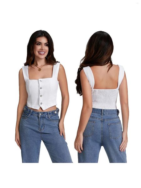 Tanks pour femmes femmes Vintage Denim Vest Y2K Bow Tie Top Top Low Cut sans manches Slim Jean Summer Sorwing Out Streetwear