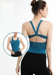 Damestanks Dames Yoga Fitness Sporttop met borstkussen Zomer Vrije tijd Schoonheid Terug Halter Hoge kwaliteit Mode Sexy hemdje