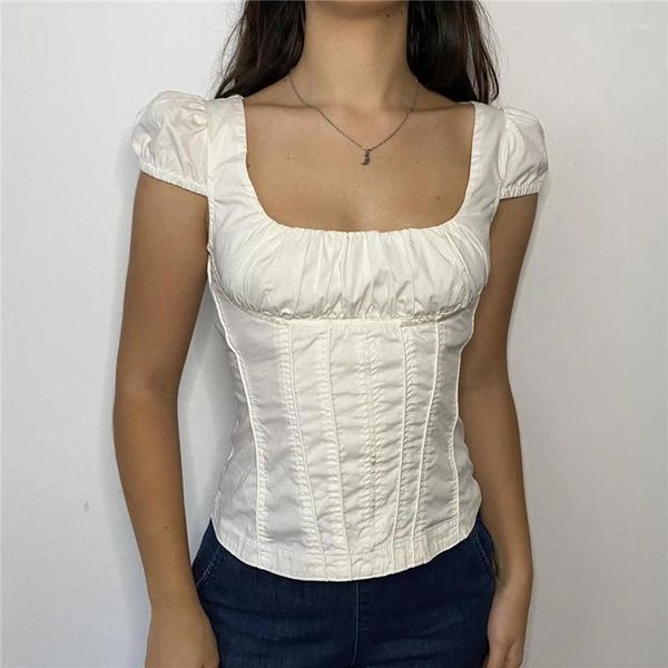 Tanks pour femmes Xingqing 2000s Vêtements d'été Tops Femmes Col carré Corset Tshirt Y2K Fée Grunge Vest E Girl Vêtements de mode coréenne