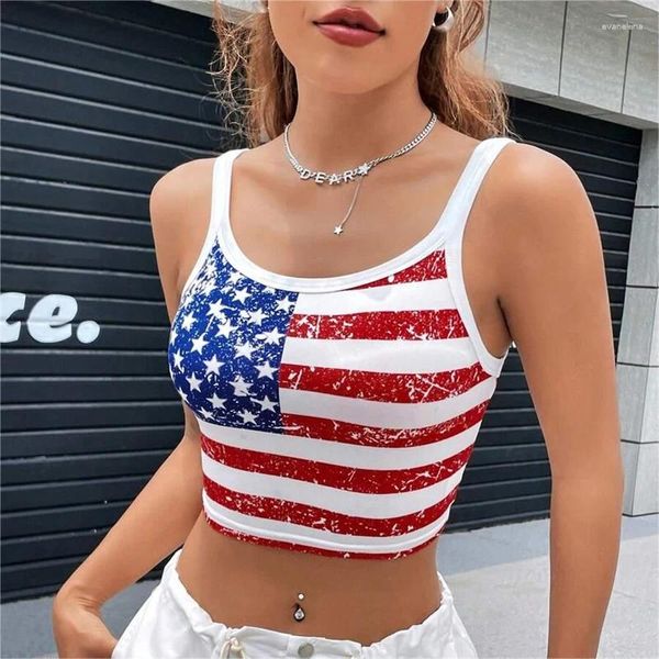 Tanques de mujer y2k ropa para mujeres tops de la bandera de los Estados Unidos