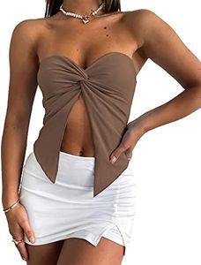 Damestanks Y2K Fashion Twist Front Tube Top Strapless mouwloos Solid Cut-Out Midriff Crop Tops Tanktop