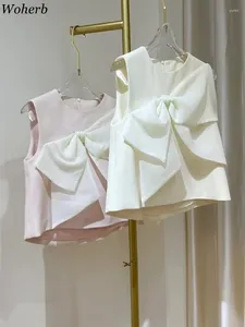 Damestanks Y2K Temperament Waistcoat Fashion Summer Vest For Women 3D Bow Mouwloze Tuniek Koreaanse Crop Tops 2024 Ropa Mujer