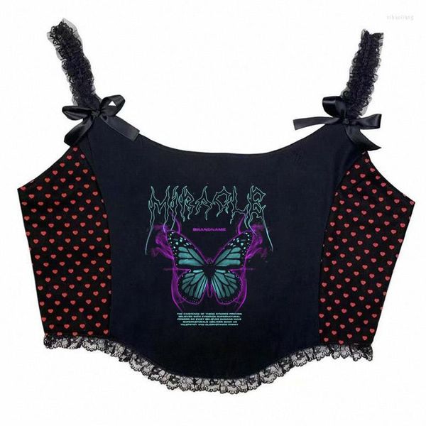 Débardeurs pour femmes Y2k Tops Cropped Top Crop Halloween T Shirt Cute Accessories Black Halter