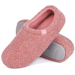 Damesteddyfleece indoor pantoffel met gesloten achterkant Fuzzy Curly Fur Memory Foam loafer pantoffels met voering van polar fleece