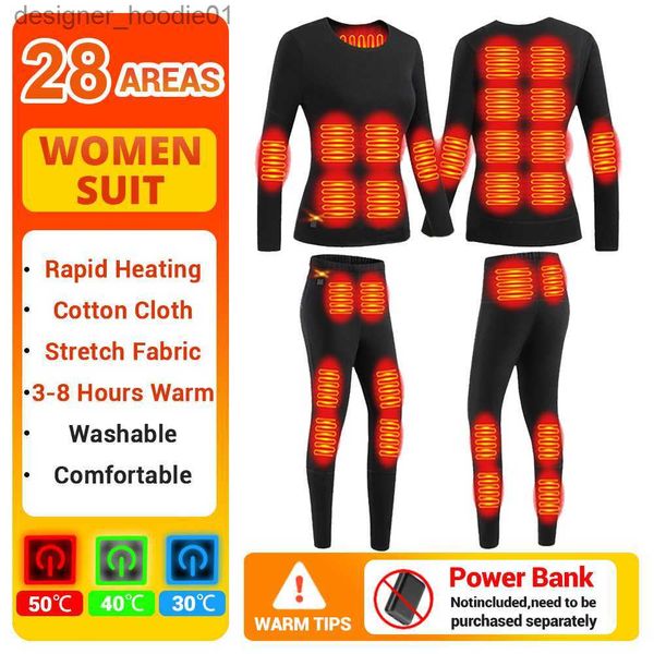 Ropa interior térmica para mujer Ropa interior con calefacción eléctrica para hombres Mujeres Chaqueta térmica con calefacción Chaleco Traje de esquí Ropa de calefacción Fleece Long Johns Invierno Cálido L230919