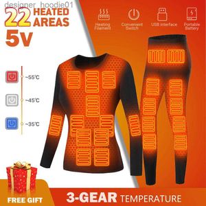 Ropa interior térmica para mujer Ropa interior térmica con calefacción Chaqueta térmica Chaqueta de motocicleta Conjunto de esquí de invierno USB Polar eléctrico Térmico Long Johns Ropa térmica L230919