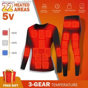 Sous-vêtements thermiques pour femmes Hommes hiver veste chauffante thermique gilet sous-vêtements chauffants combinaison de Ski pour hommes USB vêtements de chauffage électrique polaire thermique longs Johns L230919