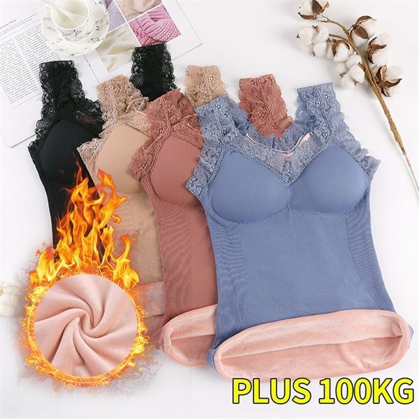 Sous-vêtements thermiques pour femmes, grande taille, gilet Thermo Lingerie femme vêtements d'hiver, haut chaud, vêtements intérieurs, chemise, maillot de corps intime 220830