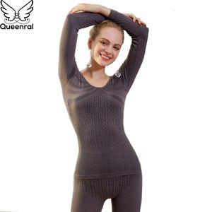 Frauen Thermo-Unterwäsche Queenral Frauen für Winter lange Unterhosen weibliche Unterwäsche Anzug dicke atmungsaktive warme Kleidung s 231206