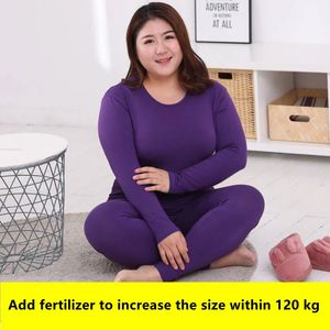 Sous-vêtements thermiques pour femmes Top Ensemble de sous-vêtements thermiques pour femmes Plus Polaire Dames Plus Fat Plus Ensemble pour femmes Col rond mince Sous-vêtements thermiques de grande taille 231128