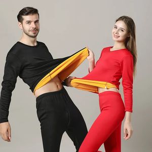 Sous-vêtements thermiques pour femmes ensemble de sous-vêtements thermiques épais en velours pour hommes femme grande taille L-4XL longs Johns vêtements d'hiver chauds ensemble de pyjamas vêtements de maison thermique 231127