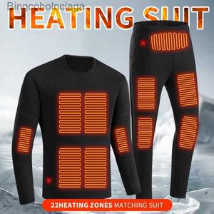 Sous-vêtements thermiques pour femmes Hiver Thermique Hommes Femmes Sous-vêtements chauffants USB 6-22 Zone Zone Chauffée T-shirts doublés Seniors d'âge moyen Chauffage électrique PyjamasL231005