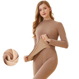 Sous-vêtement thermique femme hiver sous-vêtement thermique femme ensemble intime épais polaire berbère 2 pièces caleçons et maillots de corps 231128