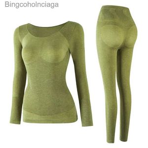 Ropa interior térmica para mujer Ropa interior térmica para mujer 2023 Nuevo otoño invierno Acrílico Fiebre Hilo Ropa interior térmica Calzoncillos largos sin costuras Elástico Mujer Body ShaperL231005