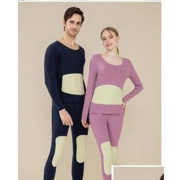 Sous-vêtements thermiques pour femmes hommes Hommes Silk Mens Long Johns Set paire de leggings Drop Deliver Apparel Dhohm