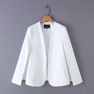 Chaqueta fina para mujer, diseño dividido, capa para mujer, traje, abrigo informal para mujer, chaqueta en blanco y negro, ropa de calle de moda, prendas de vestir exteriores sueltas, tops