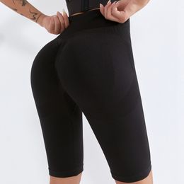 Pantalones cortos sin costuras para levantamiento de glúteos para mujer, pantalones cortos de cintura alta para Control de barriga, pantalones cortos de ciclismo para ejercicio, pantalones cortos de Yoga para ejercicio para mujer