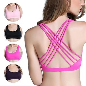 Femmes Top Sport Bras Sexy Dos Nu Creux Sans Couture Crop Tops Soutien-Gorge Fitness Gym Courir Sous-Vêtements Femme Réservoir