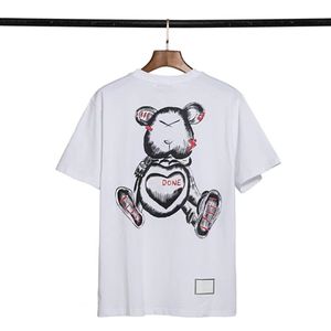 Dames Tops Tees Summer Nieuw T-shirt floceren driedimensionale cartoonbeerletter Borduurwerk losse korte mouwen voor mannen en vrouwen maat S-5XL