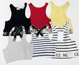 tops de mujer camisetas tanques camis CE marca deportes ocio chaleco de fondo CropTop bordado Sexy fuera del hombro Tank Top Casual sin mangas sin espalda Top camisas